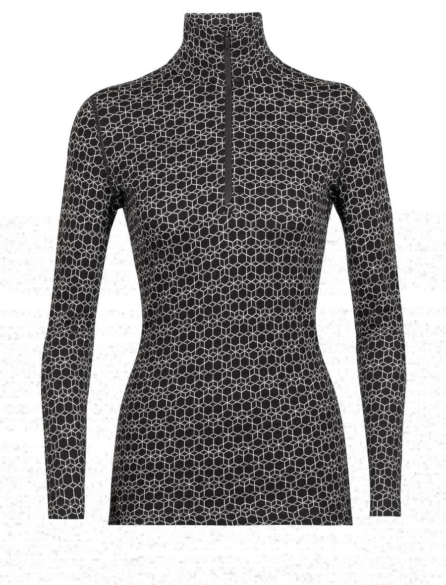 Base Layers Icebreaker Merino 250 Vertex Long Sleeve Half Zip Alpine Geo Femme Noir Blanche | FR 1838GSOL